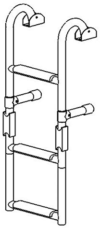 Badeleiter 1 plus 2 Stufen Bootsleiter klappbar Edelstahl 180° 250x645mm