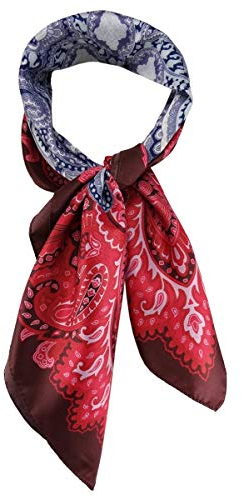 TigerTie Damen Nickituch Halstuch in rot bordeaux grau blautürkis gemustert - Größe 60 x 60 cm