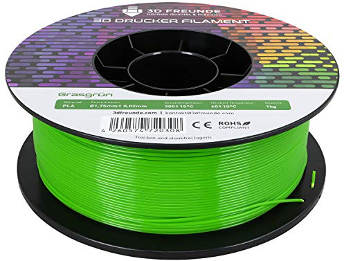3D FREUNDE Premium PLA Filament 1,75mm, 1kg Spule | EU-Herstellung | Optimiert für 3D Drucker | Verbesserte Festigkeit | Biologisch Abbaubar | Präzision ±0,02mm | Einfaches Drucken - Grasgrün