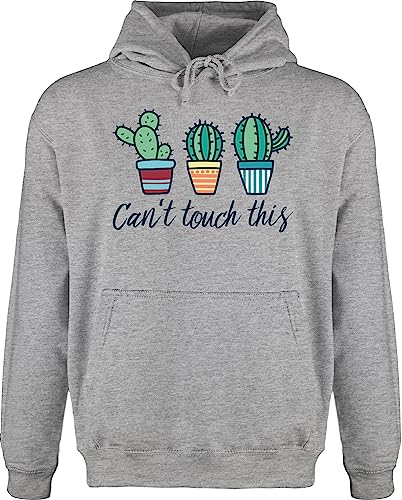 Shirtracer Hoodie Herren Pullover Männer - Manga & Comic Zubehör - Can't Touch This - 4XL - Grau meliert - Kaktus