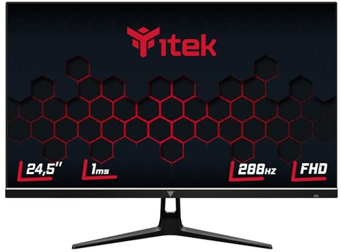 iTek Monitor GGF - 24,5” Flat, FHD 1920x1080, TN, 288Hz, 16:9, 1ms OD (MPRT 0.4ms), 2xHDMI, 2xDP, Speaker, HDR, Adaptive Sync, Schwarz