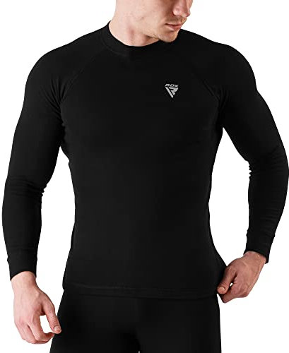 RDX Rash Guard BJJ, Compression Baselayer Top Men, Quick Cool Dry Wetsuit Swimming Vest for Surfing MMA Training Sparring Running Cycling, Men's Sweatshirts Workouts, Long Short Sleeve Thermal Shirt