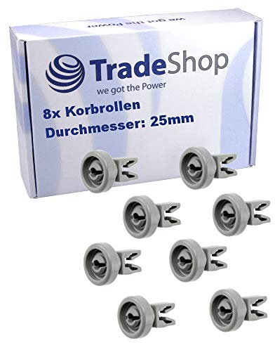 8 Oberkorb-Rollen für Spülmaschine (1 Set), geeignete Korbrollen als Zubehör/Ersatzteil für Geschirrspüler von AEG Favorit, Privileg, Zanussi, UVM.
