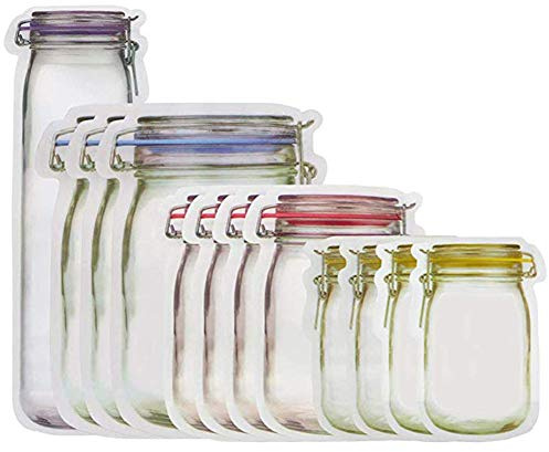 Reusable Mason Jar Zipper Bags Food Sealed Storage Bag Food Container Zipper Bags Leakproof Sandwich Saver Bag Kitchen Organizer