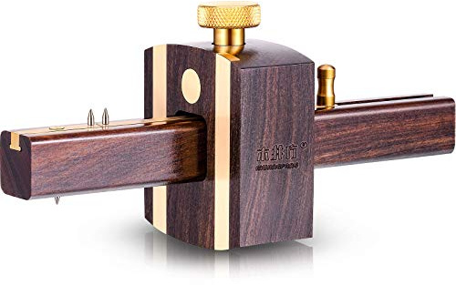 Mortise Gauge Woodworking Marking Gauge Ebony Mortise Square Gauge 6.4 Inches Sliding Mark Scraper Marker Measuring Tool with Brass Screw Type Adjustable Head Meter Carpentry Carpenter Accessories
