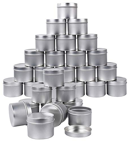 30 Stück 4 Unzen Metall Kerzenformen, Kerzenbehälter Aufbewahrungsdosen Kerzengläser für die Kerzenherstellung Kunst, Handwerk, Lagerung (Silber)