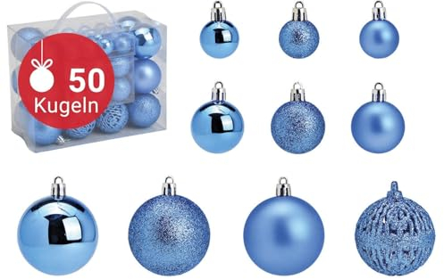 WOMA Set di palline di Natale in plastica, disponibili in argento e 22 colori, set da 50 o 100 pezzi per decorare l'albero