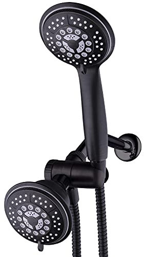 Hydroluxe 1753 Handheld Showerhead & Rain Shower Combo. High Pressure 24 Function 4 Face Dual 2 in 1 Shower Head System with Stainless Steel Hose, Patented 3-Way Water Diverter in Oil-Rubbed Bronze