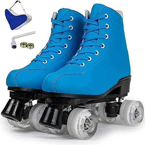 JianJud Damen Rollschuhe - Glänzende Rollschuhe Für Erwachsene Damen Herren, PU Leder Rollschuhe Für Outdoor/Indoor Mit Schuhtasche Und Werkzeug A,38