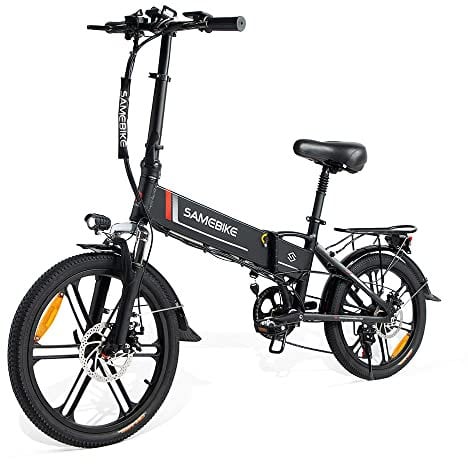 SAMEBIKE Folding 20 Electric City Bike with Removable 48V 10.4AH Lithium Battery, Folding Electric Bicycle Commuter Ebike with 7 Speed Shifter Electric Bicycle for Adults, Quick Delivery