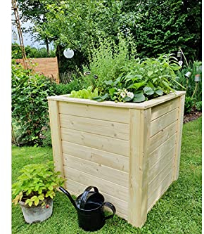 Hochbeet aus Fichte, L 76x B 76x H 79 cm, aus nachhaltiger nordeuropäischer Fichte gefertigt - nutzbar als Pflanzkasten, Kräuterbeet oder Anzuchtbeet - Lieferung inkl. Kleineisen und Pflanzfolie