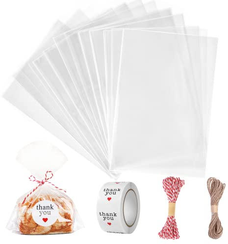 Carehabi 200pcs Sac Plastique Tansparent OPP Pochette Sachet d'emballage Cellophane Biscuit Bonbons Perles Bijoux Cadeau (15 * 20cm)