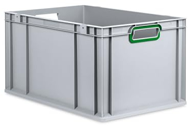 PROREGAL Eurobox NextGen Color | HxBxT 32x40x60cm | 65 Liter | Griffe grün offen | Verstärkter Boden | Eurobehälter, Transportbox, Transportbehälter, Stapelbehälter