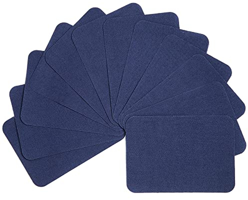 AXEN 12PCS Iron on Repair Patches, 100% Cotton Fabirc Mending Patches for Clothing, Pants, Dress, Shirts, Coats, Jeans and More, Dark Blue