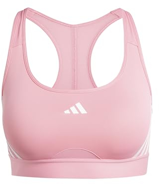 adidas Women's Powerimpact Train Medium-Support 3-Stripes Bra Sport-BH, Bliss pink/White, M C-D