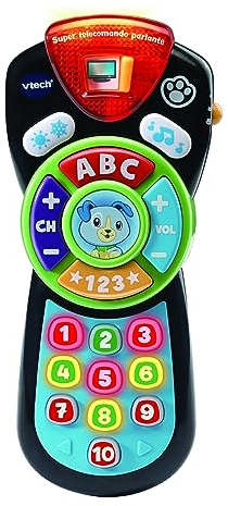 VTech Super Mando a Distancia parlante, Mando a Distancia Interactivo para recién Nacidos, Aprender números y Alfabeto Junto con Scout, más de 100 Canciones para niños, Idioma Italiano, baterías