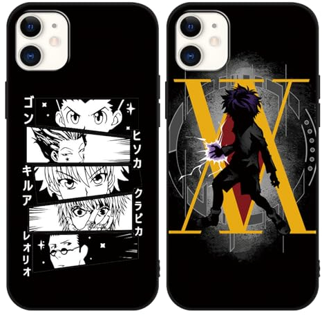 Eouine 2 Stück Handyhülle für Apple iPhone 15 Hülle 6.1 Zoll mit Anime Hunter × Hunter Hülle Killua Zoldyck Hisoka Schutzhülle mit Cartoon Motiv Case Matt Stoßfest TPU Silikon für iPhone 15