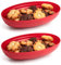 Acan Tradineur - Pack de 2 Bandejas Ovalada Decorativa para Navidad – Reutilizable - Fabricado en España - Capacidad 1080 ml - 5 x 16 x 24 cm - Color Granate