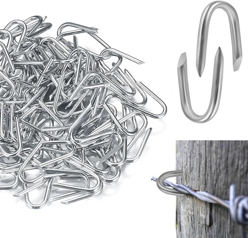 200 Pezzi Chiodo per Recinzione, Chiodi U in Acciaio Zincato, Chiodi U per Legno, Chiodi di Tipo U, per Reti Recinzioni in Legno Rete Metallica Filo Spinato