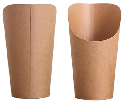 50 stück Kraftpapier Becher Pappbecher, Snack-Container, Kraftpapierbecher, Backzubehör Popcorn Boxes, Charcuterie Tassen, Kraft French Pommes Fries Holder, für Pommes Frites Waffel