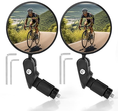 AiQInu Fahrradspiegel, HD Glas konvexe Linse Fahrrad Spiegel für Lenker 18-22 mm, 360° drehbarer Fahrradrückspiegel für Fahrrad, Mountainbike, Rennrad (2 Stück)