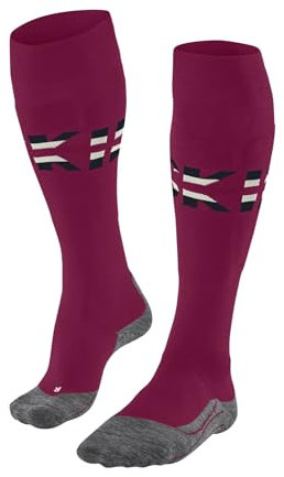 FALKE Damen Skisocken SK4 Advanced W Kh Wolle Funktionsmaterial warm dünn 1 Paar, Rot Red 8644 Stripe, 37-38