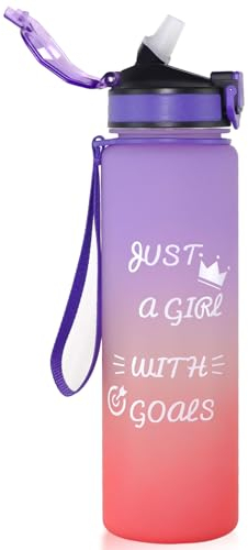 GLEKGLEK Botella Agua Gimnasio 1l, Botella de Agua con Pajita, sin BPA Reutilizable Cantimplora para Gimnasio Deporte Escuela Camping