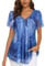 ACDAY Ladies Blouses and Tops Dressy, Women Blouses Casual Short Sleeve Ladies Tops Elegant V Neck Tunic Shirt Summer Floral Pleated Mesh Layered Top Swing Long Shirts To Wear With Leggings Blue