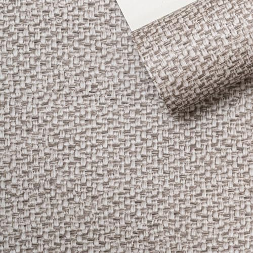SOPHIE LAURENCE Brown Linen Weave Wallpaper - Smooth Finish, Washable, Wet Removable - 0.53m x 10.05m Roll