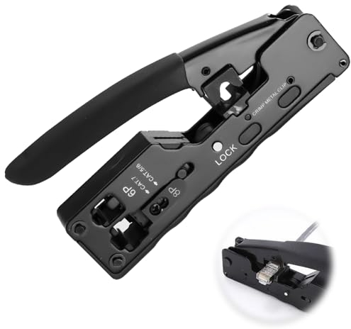 mizikuu Crimpadora RJ45, herramienta de crimpado de acero Herramienta de engarzado cortador de cables cubiertas de bota RJ45 para CAT5, CAT5E, CAT6, CAT6A, CAT7, CAT7A