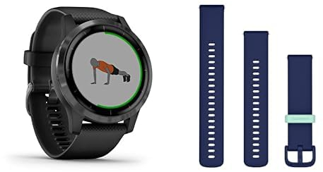 Garmin vívoactive 4, GPS Smartwatch with All-day Health Monitoring & Garmin Quick Release Band (20mm), Navy
