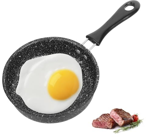 RUCUDIM Mini Pfanne Ø 14cm, Bratpfanne Beschichtet Antihaft Klein Pfanne Induktionspfanne Antihaftbeschichtet Spiegeleipfanne Tragbar Eierpfanne Bratpfanne für Camping Kochen Gasherd