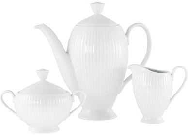 CreaTable 21881 Serie Valenica Geschirrset, Kaffeegarnitur aus Porzellan, Porcelain, Weiss