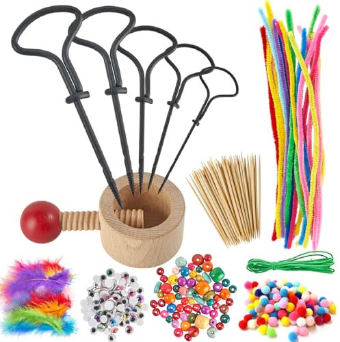 Miuezuth Kastanienbohrer Set mit Kastanienhalter, 326-tlg Kastanien Bastelset für Kinder, 1,5-5 mm Handbohrer und DIY Zubehör zum Basteln von Herbst Kastanienmännchen und Naturmaterialien