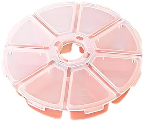 8 Fächer Sortierbox mit Separaten Deckel Rund Sortierboxen für Kleinteile Durchsichtige Sortimentsbox für die Aufbewahrung von Schmuck Kosmetika Kunsthandwerk Angelgerät Pillen Snacks Perlen (Orange)