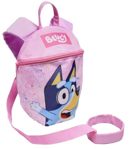 Bluey Kids Girls Backpack with Reins & Harness Toddler Bag Ages 1-4 Years - Pink