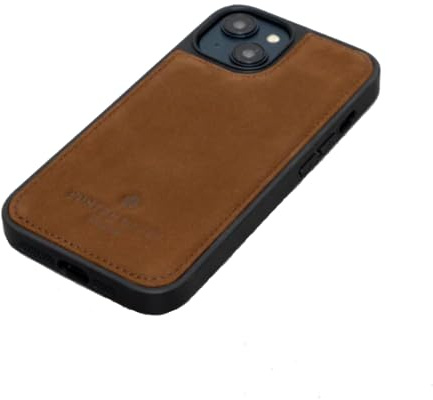 Porter Riley – Lederhülle kompatibel mit iPhone 16. Hochwertiges Echtleder mit schmaler Rückseite, Bumper, Schale und stoßfestem Case (Schokoladenbraun)