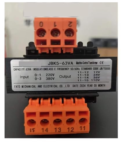 CAYUND Transformateur de contrôle JBK5-63VA 63W Transformateur de Puissance de contrôle de Type JBK5 Entrée 220V/380V Sortie 220V 110V 36V 24V 12V 6.3V(6.3V 24V 36V 110V)