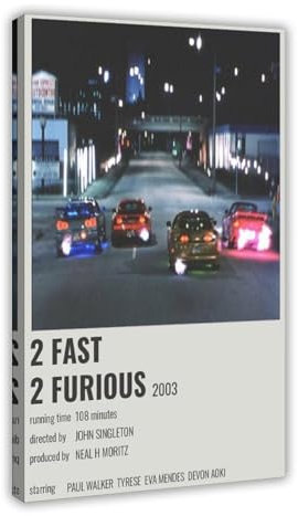 Wandkunst 2 Fast 2 Furious Fast And Furious Movie Wandkunst Cars Poster Kultiges Filmposter Leinwand Poster Wandkunst Dekor Druck Bild Gemälde für Wohnzimmer Schlafzimmer Dekoration 20 x 30 cm