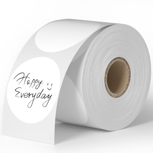 750 Stück 2 Runde Etiketten 50mm Aufkleber Selbstklebend Kreis Thermodirekt Etiketten Rolle für DIY, Logo Design, Gelten für Büro, Einzelhandel, Zuhause, Klassenzimmer, Lager - Weiß