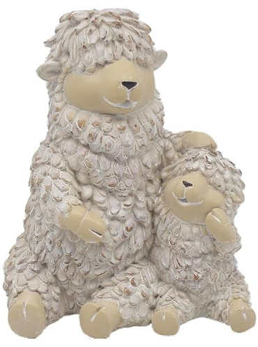 The Leonardo Collection Shaggy Sheep with Lamb Decor Figurine | Family Inspired Design, Textured Finish, Freestanding Style, Decorative Shelf Accent, Thoughtful Gift Idea
