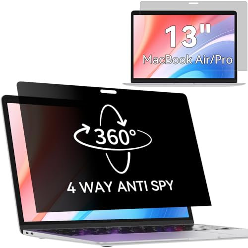 360° Filtre de Confidentialité pour MacBook Pro 13 Pouces (2016-2022, M1,M2) & MacBook Air 13 (2018-2021, M1),Filtre Anti Espion Protection Ecran,Laptop Privacy Screen pour Mac