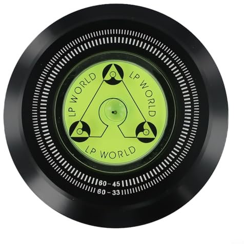 Estabilizador de grabación giratorio de aluminio para 60 Hz para tocadiscos LP con nivel de burbuja integrado (negro)