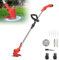 Trimmer de Mauvaise Herbe sans Fil 12V, Edger pelouse à Pile Batterie Rechargeable, Tige télescopique réglable, Coupe-Herbe antidérapante, 2 Batteries 1 Chargeur Inclus, Tondeuse électrique Rouge