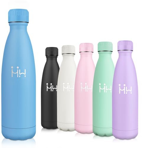 Motswedi Gourde Isotherme, 500ml sans BPA, Bouteille Isotherme, 24h Froid & 12h Chaud, Gourde Inox, Anti Fuite, Gourde Isotherme Enfant, Gourde pour Enfant & Adulte, Sport, Gym, École, Bleu Ciel