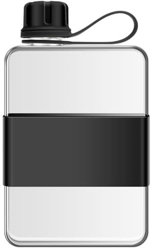 KEGAJEGA Borraccia piatta da 500 ml, con manico, a prova di perdite, sottile, per viaggi, attività all'aperto, sport, ciclismo, lavoro, scuola (nero)