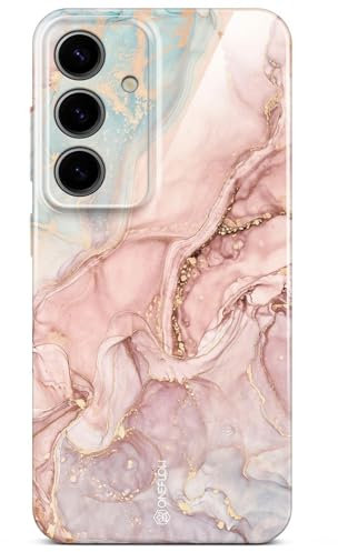 ONEFLOW Bliss Cover für Samsung Galaxy S24 Hülle in Marmor Optik, Designer Case Handy Schutzhülle mit Kameraschutz, Muster Hardcase Glitzer Handyhülle marmoriert, Rosa Grau