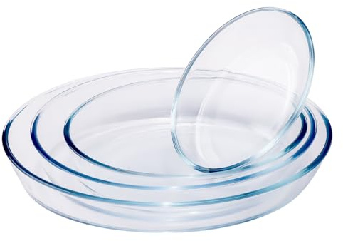 pantrytine Set of 4 Oven Dish for Microwave, Exceptionally heat-resistant | Four Sizes of Oval Small Casserole Dish, For Microwave&Air Fryer, Borosilicate GlassTransparent, Oven safe up to 300°C