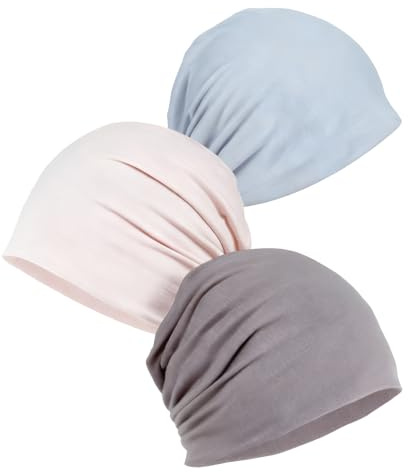 HcvGcm Chemo Kopfbedeckung Damen, 3er Pack Mütze Damen Beanie, Atmungsaktive Kopfbedeckung Für Yoga, Streetdance Und Alltag, Khaki Hellgrau Beige