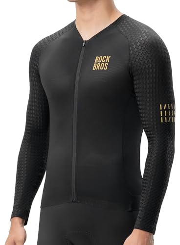 ROCKBROS Cycling Jersey Long Sleeve Breathable Quick-Drying Cycling Clothing with 3 Back Pockets Lightweigh tfor Man Woman Racing MTB Road Bike